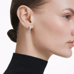 Swarovski Ohrringe-Matrix Drop Ohrhänger Kristallperle Rundschliff Weiss - 5709256