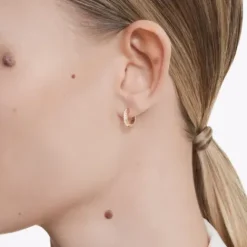 Swarovski Ohrringe-Matrix Kreolen Rundschliff Weiss Roségold - 5690669