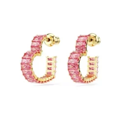 Swarovski (Kette mit) Herz-Matrix Kreolen Baguette Schliff Herz Klein Rosa Gold - 5706340