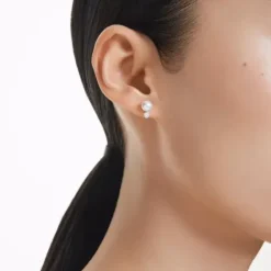 Swarovski Ohrringe-Matrix Ohrstecker Kristallperle Rundschliff Weiss - 5694225