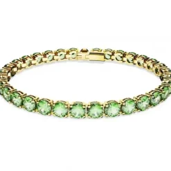 Swarovski Armbänder-Matrix Tennis Armband Rundschliff Grün Gold