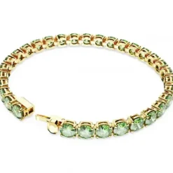 Swarovski Armbänder-Matrix Tennis Armband Rundschliff Grün Gold