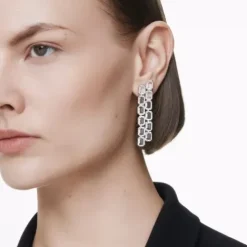 Swarovski Ohrringe-Millenia Ohrclips Oktagon Schliff Lang Weiss - 5696320