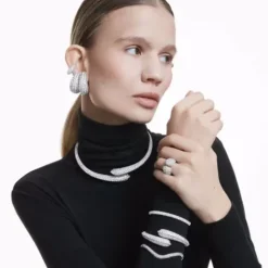 Swarovski Ohrringe-Sublima Drop Ohrhänger Kristallperle Rundschliff Weiss -