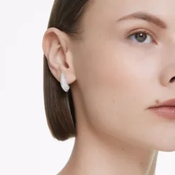 Swarovski Ohrringe-Sublima Drop Ohrhänger Kristallperle Rundschliff Weiss -