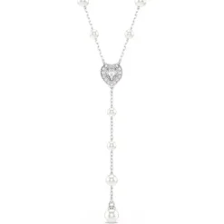 Swarovski (Kette mit) Herz-x Ariana Grande Y Halskette Kristallperle Verschiedene Schliffe Herz Weiss Rhodiniert - 5720855