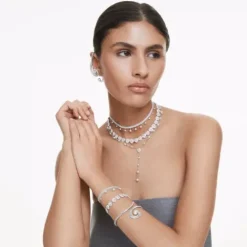 Swarovski (Kette mit) Herz-x Ariana Grande Y Halskette Kristallperle Verschiedene Schliffe Herz Weiss Rhodiniert - 5720855