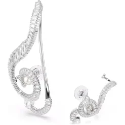 Swarovski Ohrringe-x Ariana Grande Ohrclips Asymmetrisches Design Kristallperle Baguette Schliff Weiss Rhodiniert - 5720866