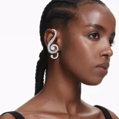 Swarovski Ohrringe-x Ariana Grande Ohrclips Asymmetrisches Design Kristallperle Baguette Schliff Weiss Rhodiniert - 5720866