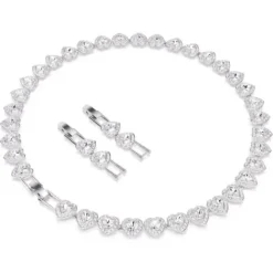 Swarovski (Kette mit) Herz-x Ariana Grande Tennis Halskette Verschiedene Schliffe Herz Weiss Rhodiniert - 5720857