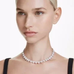 Swarovski (Kette mit) Herz-x Ariana Grande Tennis Halskette Verschiedene Schliffe Herz Weiss Rhodiniert - 5720857
