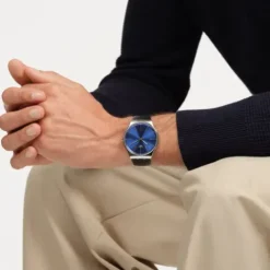 Swatch Lederarmband-Formal Blue 42 - SS07S125