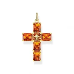 Thomas Sabo Anhänger-Anhänger Kreuz Grosse Orange Steine mit Stern - PE880-971-8