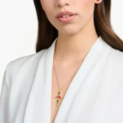 Thomas Sabo (Kette mit) Kreuz-Anhänger Kreuz mit Bunten Steinen Vergoldet - PE939-996-7