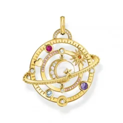 Thomas Sabo Anhänger-Anhänger mit Planetenring und bunten Steinen vergoldet - PE953-776-7