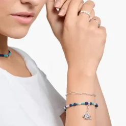 Thomas Sabo Armbänder-Armband mit Blauen Steinen und Perlen - A2064-775-7-L19V