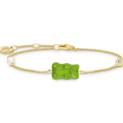 Thomas Sabo Armbänder-Armband mit grünem Goldbären Perle und Stein vergoldet - A2151-445-6-L19V