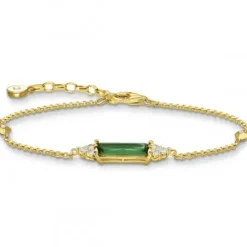 Thomas Sabo Armbänder-Armband mit Grünen und Weissen Steinen Vergoldet - A2018-971-6-L19V