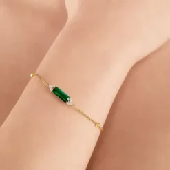 Thomas Sabo Armbänder-Armband mit Grünen und Weissen Steinen Vergoldet - A2018-971-6-L19V