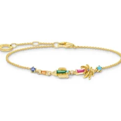 Thomas Sabo Armbänder-Armband mit Palme Kaktus und bunten Steinen vergoldet - A2150-488-7-L19V