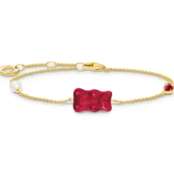 Thomas Sabo Armbänder-Armband mit rotem Goldbären Perle und Stein vergoldet - A2151-430-10-L19V
