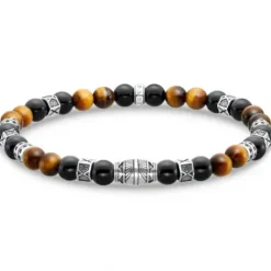 Thomas Sabo Armbänder-Armband mit Schwarzen Onyx Beads und Tigerauge Beads Silber - A2087-507-7