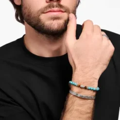 Thomas Sabo Armbänder-Armband mit Türkisen Beads und Tigerauge Beads Silber - A2087-364-7