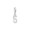 Thomas Sabo Charms/Beads-Charm-Anhänger Zahl 5 mit weissen Steinen Silber - 2129-051-21