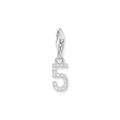 Thomas Sabo Charms/Beads-Charm-Anhänger Zahl 5 mit weissen Steinen Silber - 2129-051-21