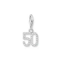 Thomas Sabo Charms/Beads-Charm-Anhänger Zahl 50 mit weissen Steinen Silber - 2138-051-21