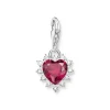 Thomas Sabo (Kette mit) Herz-Charm-Anhänger Herz mit rotem Stein Silber - 2204-013-10