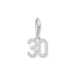Thomas Sabo Charms/Beads-Charm-Anhänger Zahl 30 mit weissen Steinen Silber - 2136-051-21