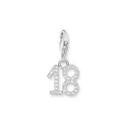 Thomas Sabo Charms/Beads-Charm-Anhänger Zahl 18 mit weissen Steinen Silber - 2134-051-21