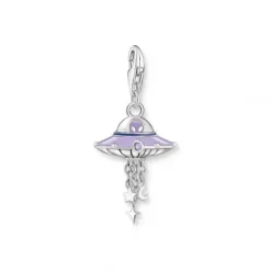 Thomas Sabo Charms/Beads-Charm-Anhänger Ufo mit bunten Steinen und Kaltemaille Silber geschwärzt - 2045-691-7