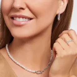 Thomas Sabo Ohrringe-Creolen Ankerelement mit weissen Steinen Silber - CR674-643-14