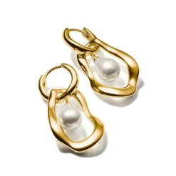 Thomas Sabo Ohrringe-Creolen mit Perlen Anhänger Natural Beauty vergoldet - H2321-430-14