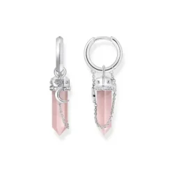 Thomas Sabo Ohrringe-Creolen mit rosa Kristall Anhänger und Symbolen Silber - CR722-643-9