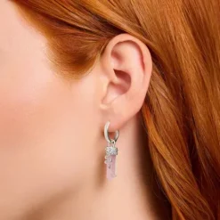 Thomas Sabo Ohrringe-Creolen mit rosa Kristall Anhänger und Symbolen Silber - CR722-643-9