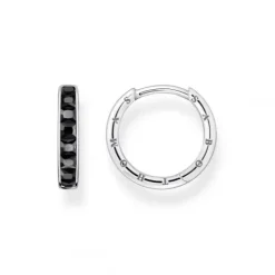 Thomas Sabo Ohrringe-Creolen mit Schwarzen Steinen Pavé Silber - CR668-643-11