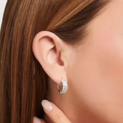 Thomas Sabo Ohrringe-Creolen mit Weissen Steinen Pavé Silber - CR667-051-14