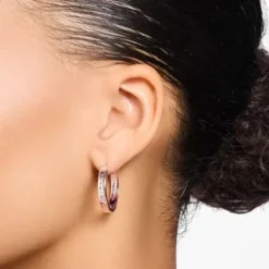 Thomas Sabo Ohrringe-Creolen mit Weissen Steinen Verroségoldet - CR715-416-14