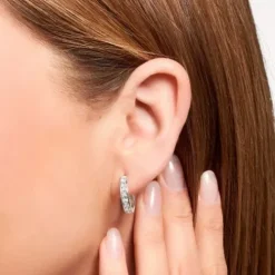 Thomas Sabo Ohrringe-Creolen mit Weissen Steinen Pavé Silber - CR668-051-14