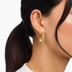 Thomas Sabo Ohrringe-Creolen organische Formen vergoldet - CR758-413-39