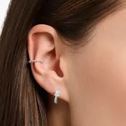 Thomas Sabo Ohrringe-Einzel Creole mit Weissen Steinen Silber - CR691-051-14