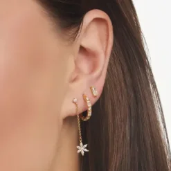 Thomas Sabo Ohrringe-Einzel Creole Weisse Steine Gold - CR666-414-14