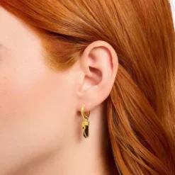 Thomas Sabo Ohrringe-Einzel Creole mit rotem Tigerauge-Anhänger vergoldet - CR724-324-10