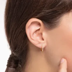 Thomas Sabo Ohrringe-Einzel Creole Weisse Steine Gold - CR659-414-14