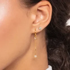 Thomas Sabo Ohrringe-Einzel Creole mit Mond Anhänger Gold - CR708-414-14