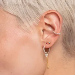 Thomas Sabo Ohrringe-Einzel Creole Weisse Steine Silber - CR657-051-14