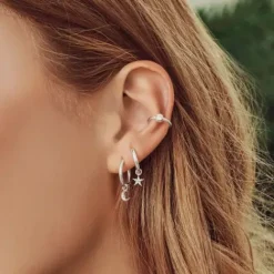 Thomas Sabo Ohrringe-Einzel Creole mit Mond Anhänger Silber - CR708-051-14